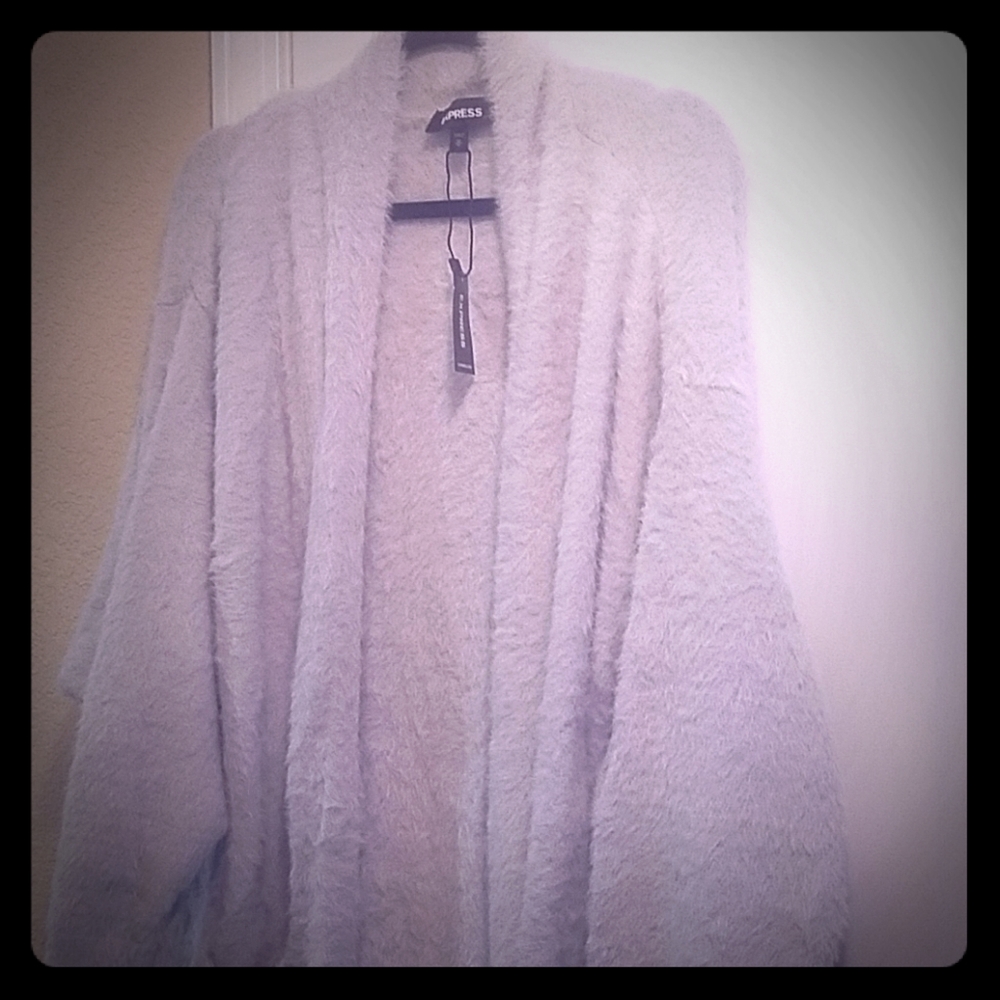NWT EXPRESS Faux fur/feathered oversize cardigan